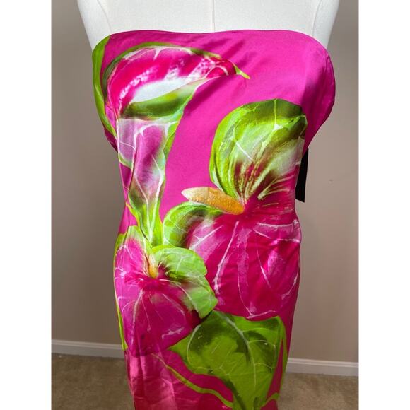 Retrofete Aiyanna Silk Floral Strapless Ombre Anthurium Maxi Dress Size XL - Picture 4 of 9